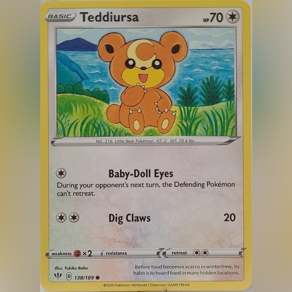 Teddiursa 138/189 Evolution to Ursaring 139/189 Pokémon TCG